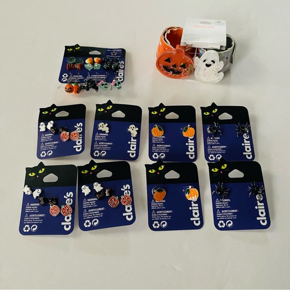 Claire’s | Halloween Jewelry Bundle Earrings Slap Bracelets NWT